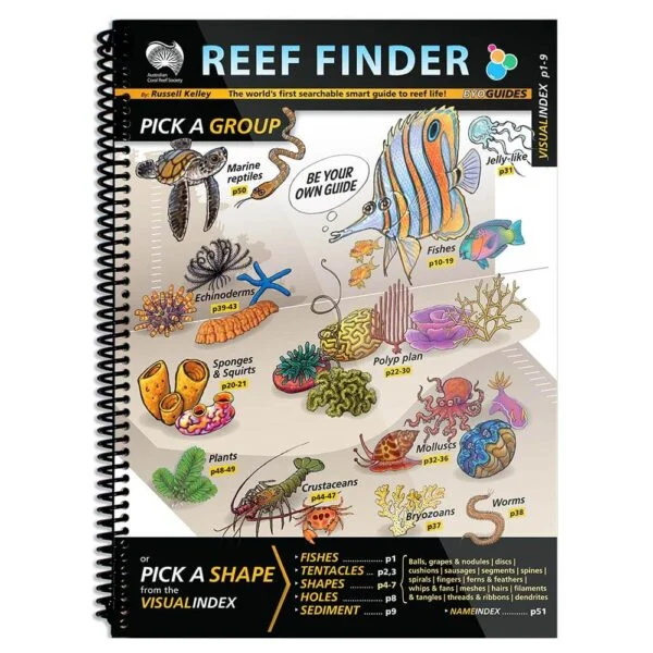 The world’s first searchable smartguide to reef life. With the Reef Finder (A4 paper edition) you can identify anything by choosing what it looks like! An easy-to-use primer that de-mystifies the blizzard of